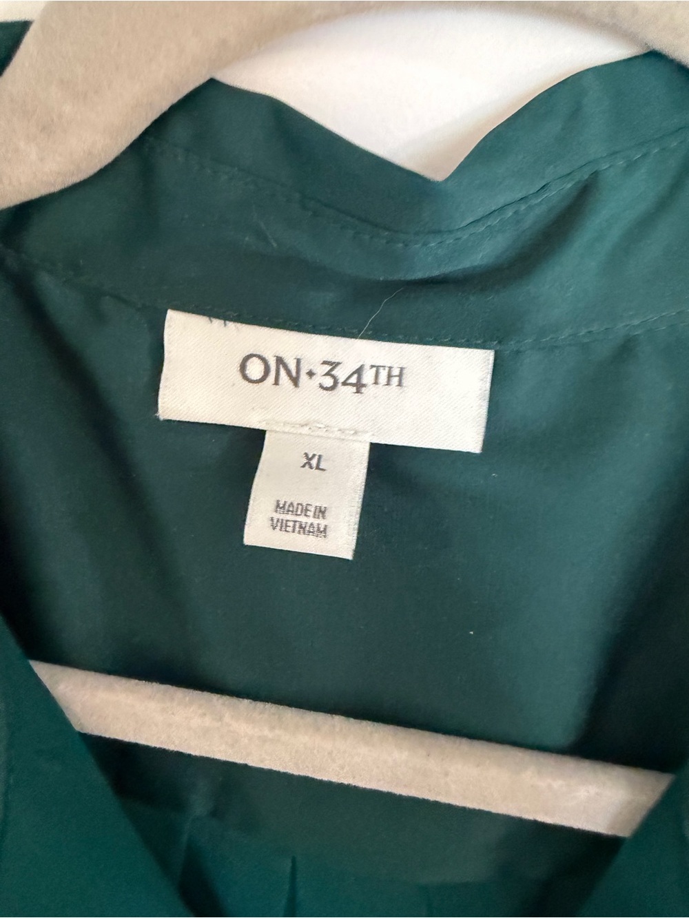 Emerald Green Silky Button-Front Blouse - Picture 2 of 8